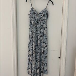 O’Neill Blue and White Leaf Print Jumpsuit